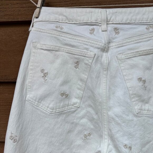 Abercrombie & Fitch Womens 90s High-Rise Relaxed Jeans With Cream Floral Embroid - Picture 12 of 13